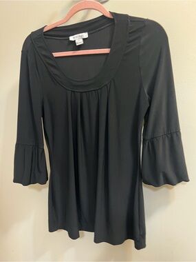 White House Black Market Black Scoop Neck Bell Sleeve Top Size Medium